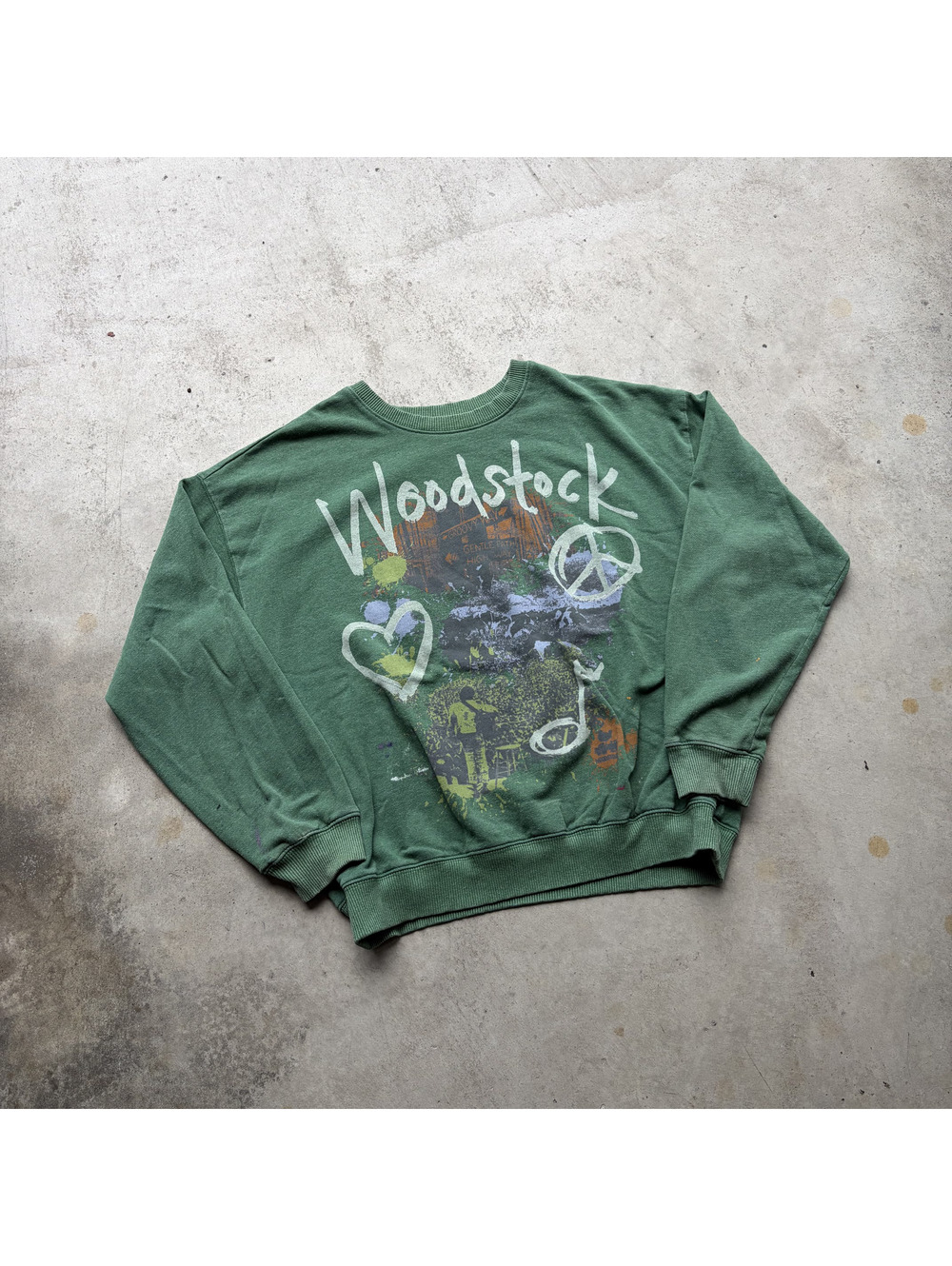 Green Woodstock Graphic Crewneck Sweatshirt